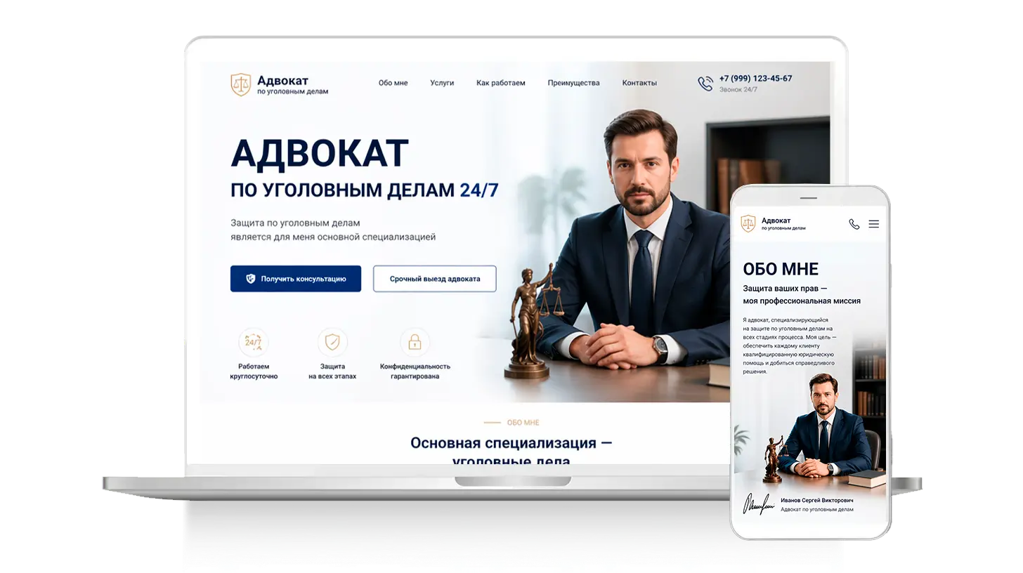 Сайт для адвоката по уголовным делам с акцентом на конверсию