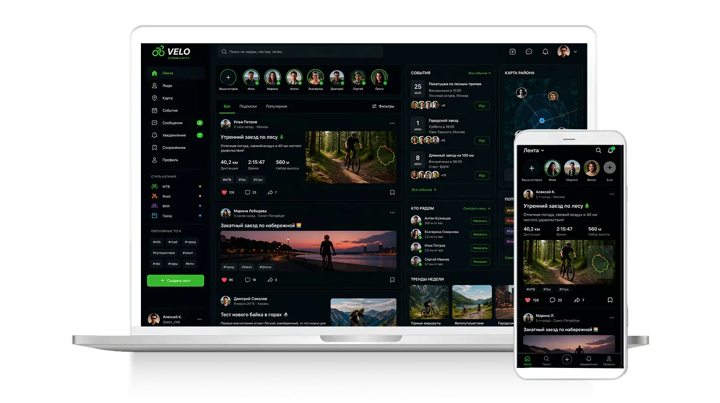 Концепт социальной платформы для велосипедного сообщества